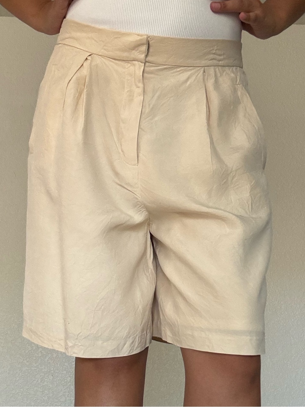 High-Rise Cream Women’s Tailored Shorts